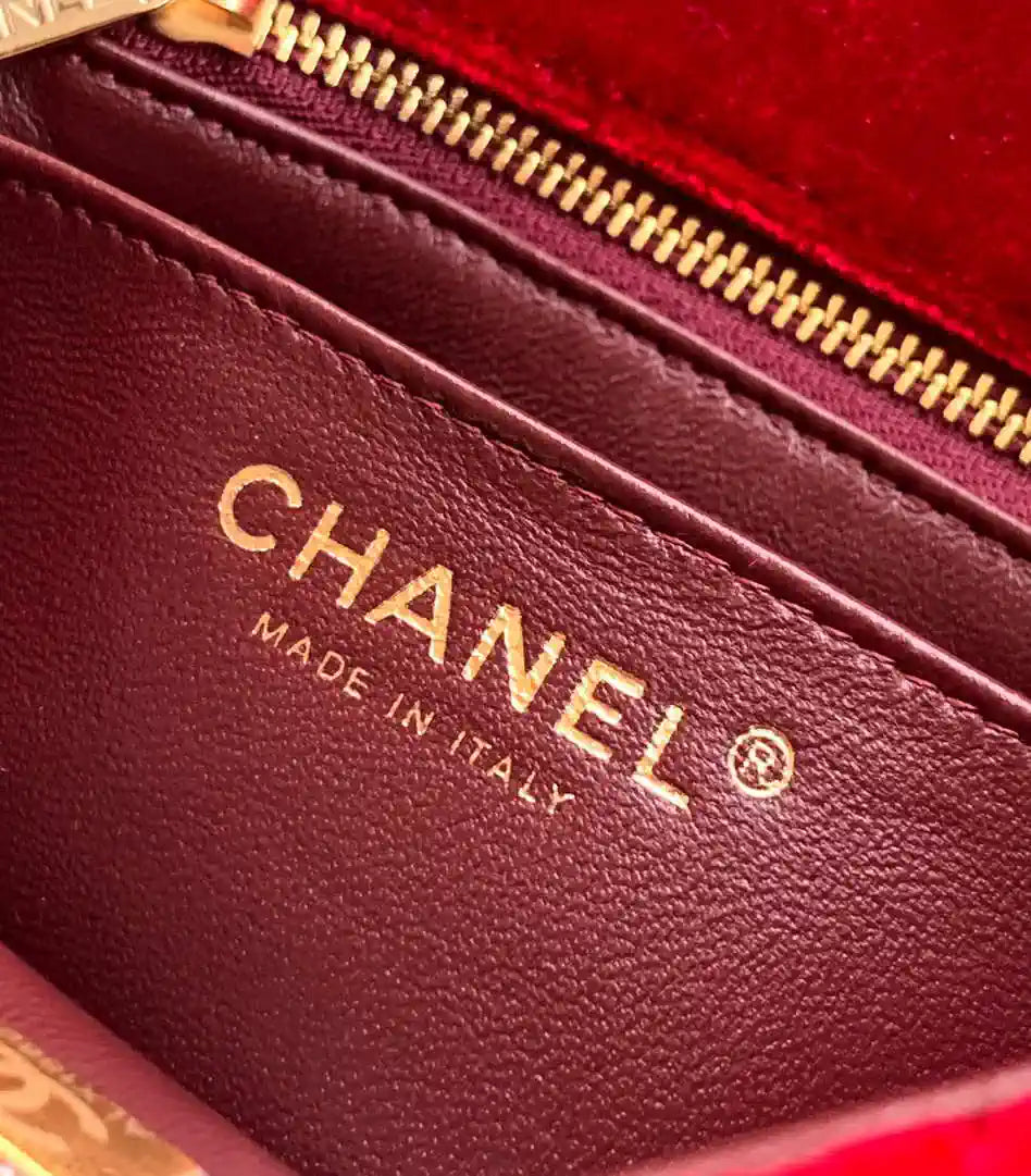 Chanel AS1786 Mini Flap Bag 25B Velvet Red