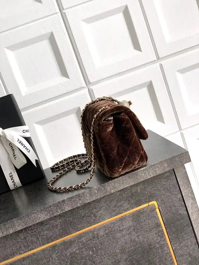 Chanel AS1786 Mini Flap Bag 25B Velvet Brown