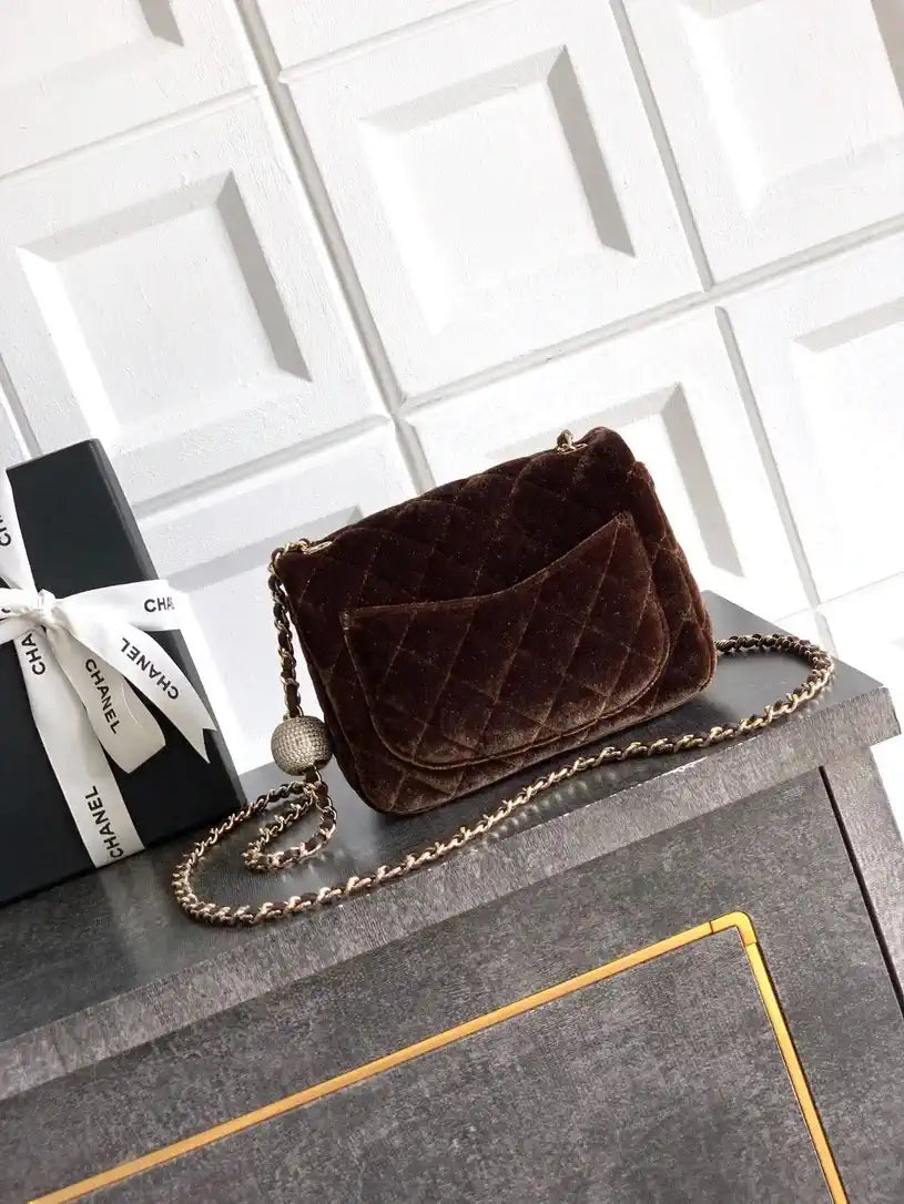 Chanel AS1786 Mini Flap Bag 25B Velvet Brown