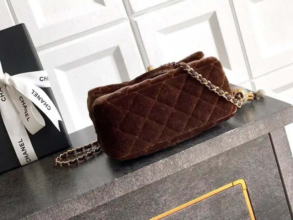 Chanel AS1786 Mini Flap Bag 25B Velvet Brown