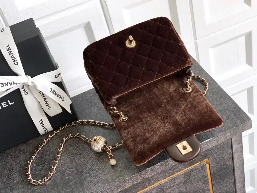 Chanel AS1786 Mini Flap Bag 25B Velvet Brown