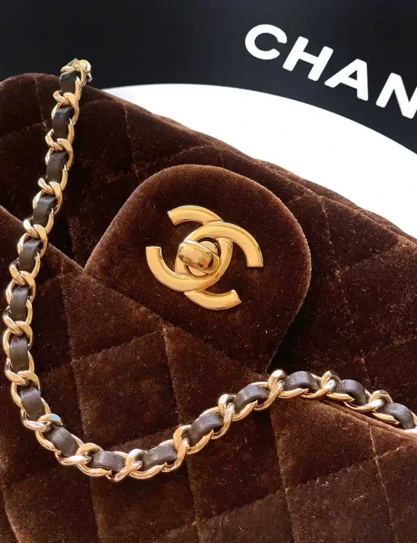 Chanel AS1786 Mini Flap Bag 25B Velvet Brown