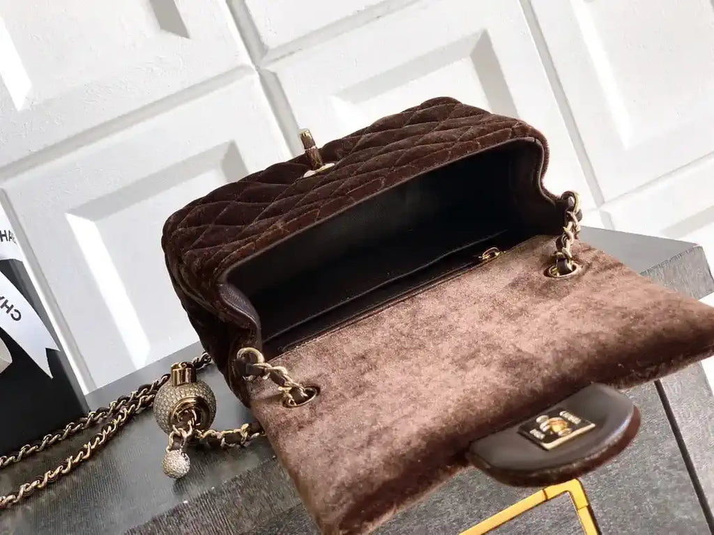 Chanel AS1786 Mini Flap Bag 25B Velvet Brown