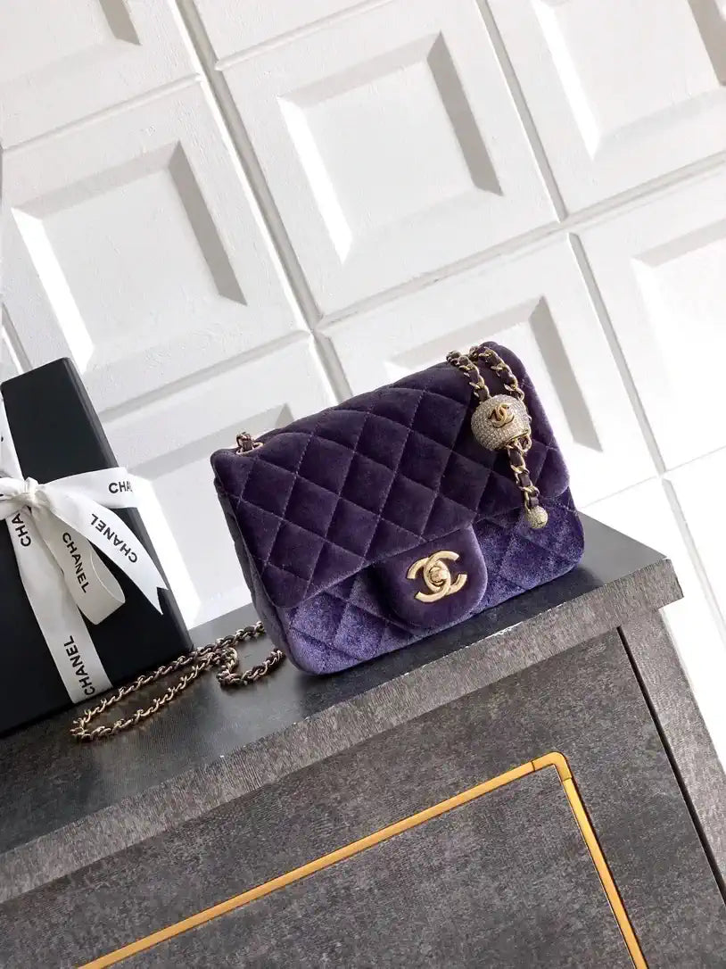 Chanel AS1786 Mini Flap Bag 25B Velvet Purple