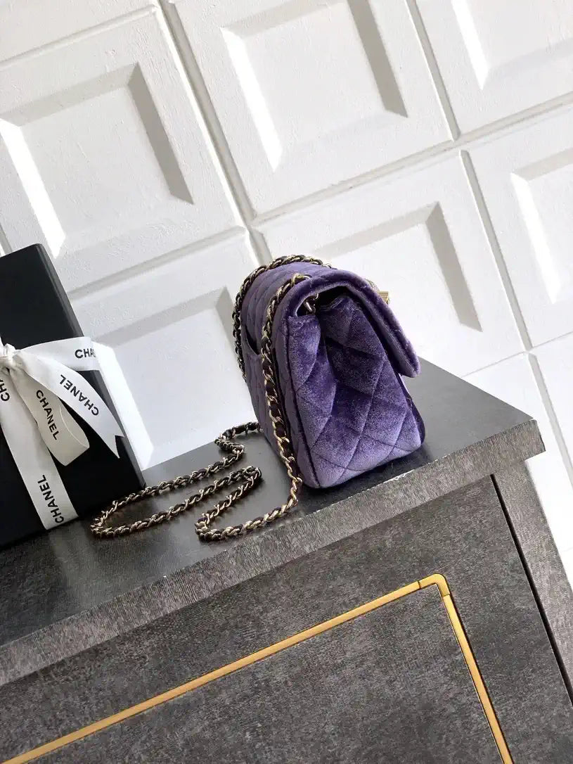 Chanel AS1786 Mini Flap Bag 25B Velvet Purple