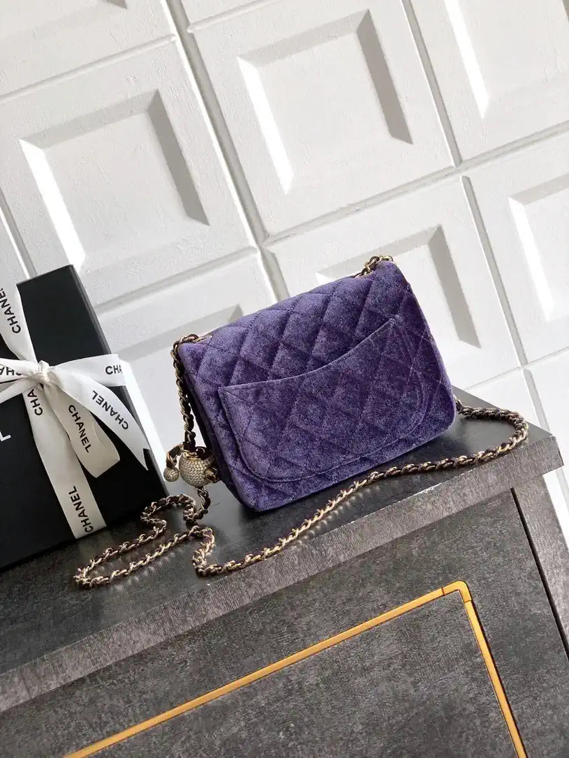 Chanel AS1786 Mini Flap Bag 25B Velvet Purple