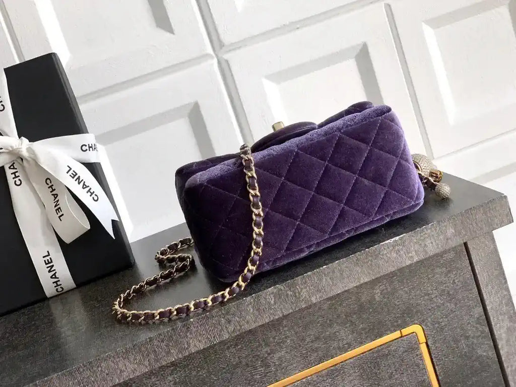Chanel AS1786 Mini Flap Bag 25B Velvet Purple