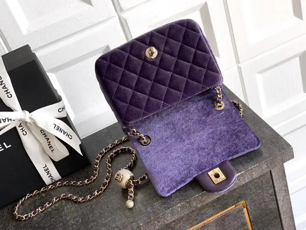 Chanel AS1786 Mini Flap Bag 25B Velvet Purple