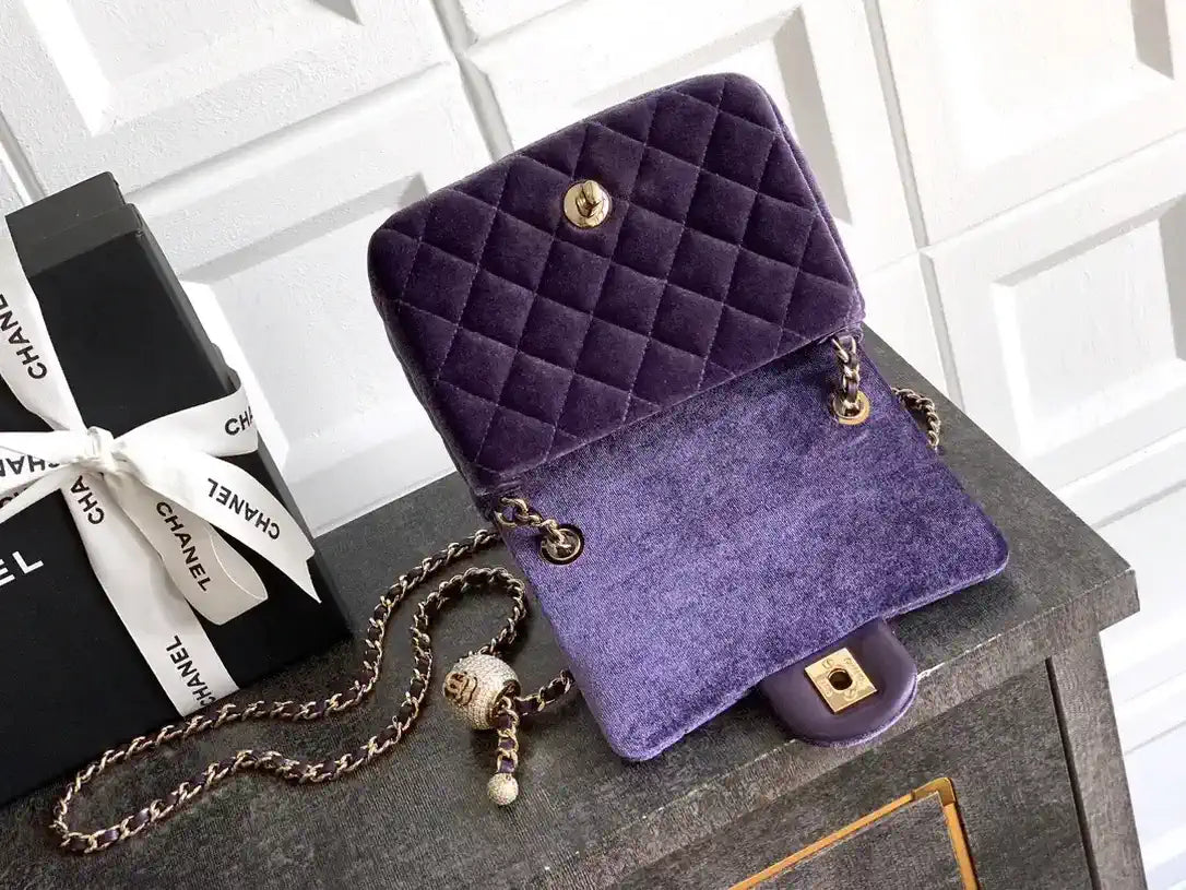 Chanel AS1786 Mini Flap Bag 25B Velvet Purple