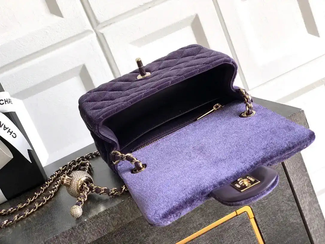 Chanel AS1786 Mini Flap Bag 25B Velvet Purple