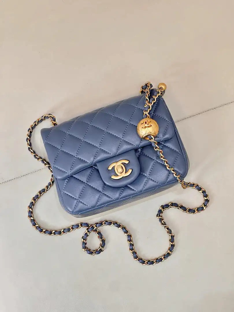 Chanel AS1786 Mini Flap Bag Lambskin Blue