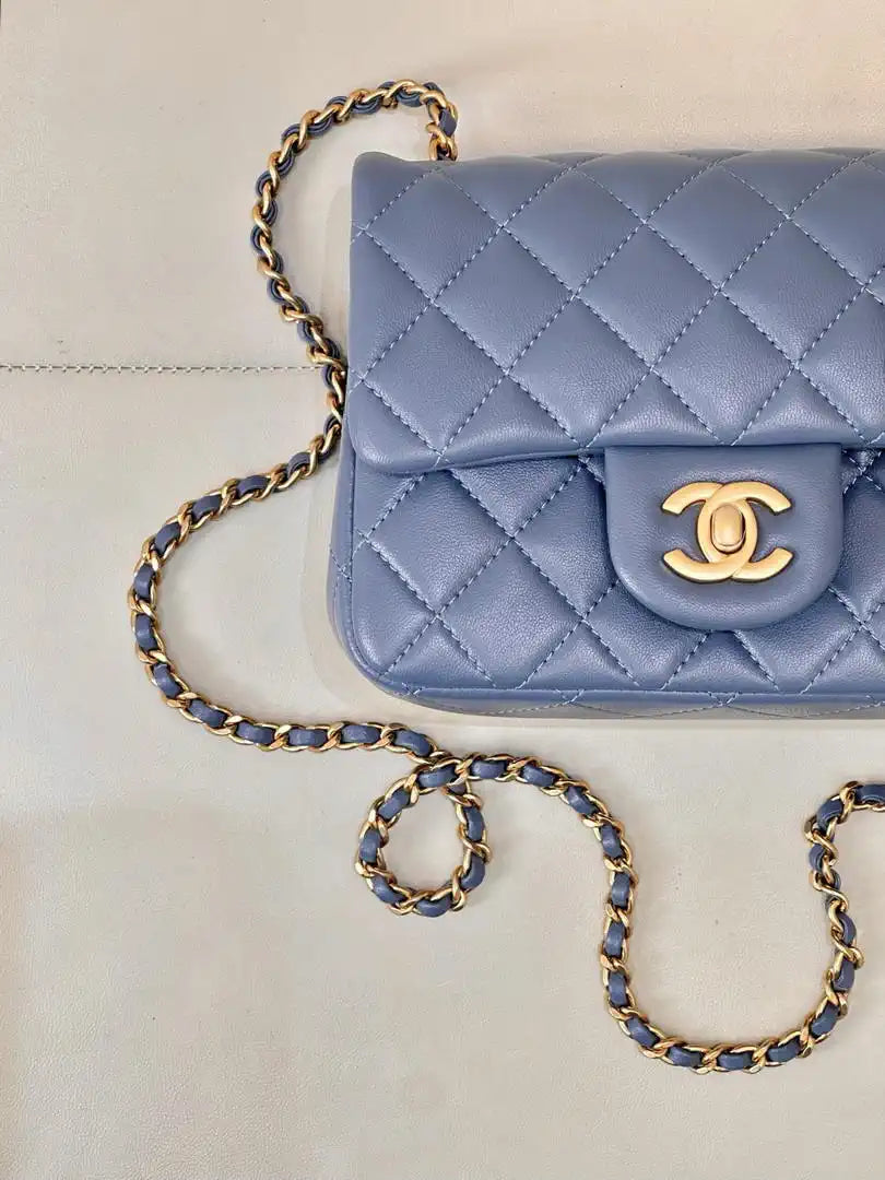 Chanel AS1786 Mini Flap Bag Lambskin Blue