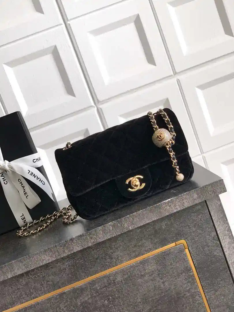 Chanel AS1787 Mini Flap Bag 25B Velvet Black