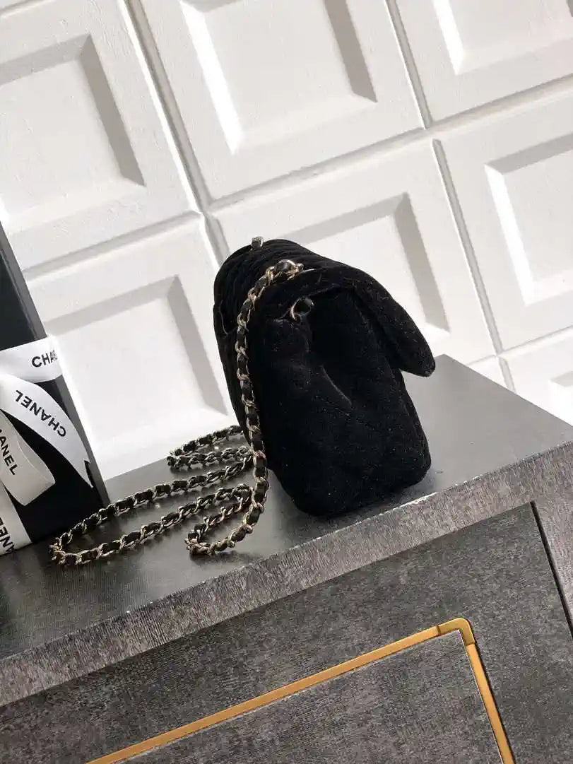 Chanel AS1787 Mini Flap Bag 25B Velvet Black