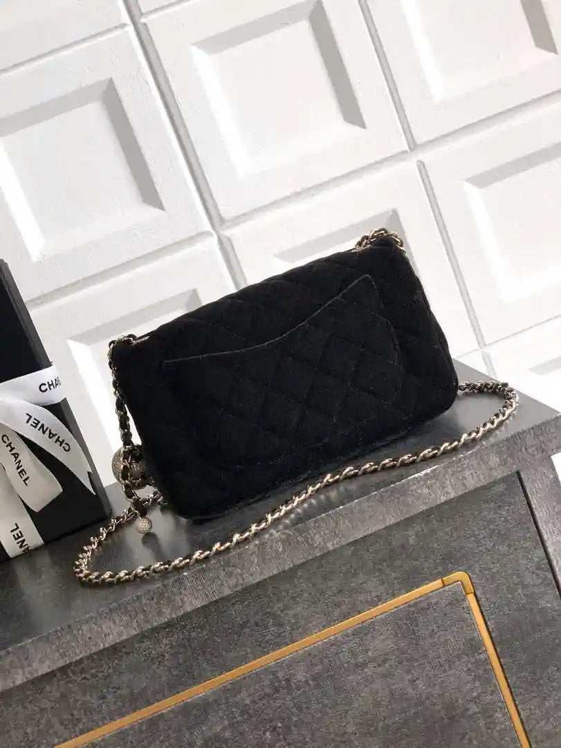 Chanel AS1787 Mini Flap Bag 25B Velvet Black