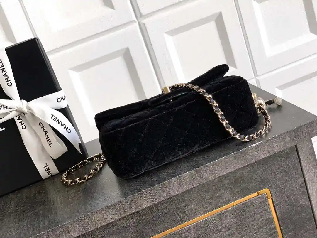 Chanel AS1787 Mini Flap Bag 25B Velvet Black