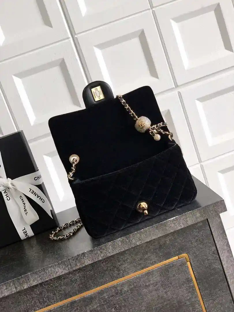 Chanel AS1787 Mini Flap Bag 25B Velvet Black