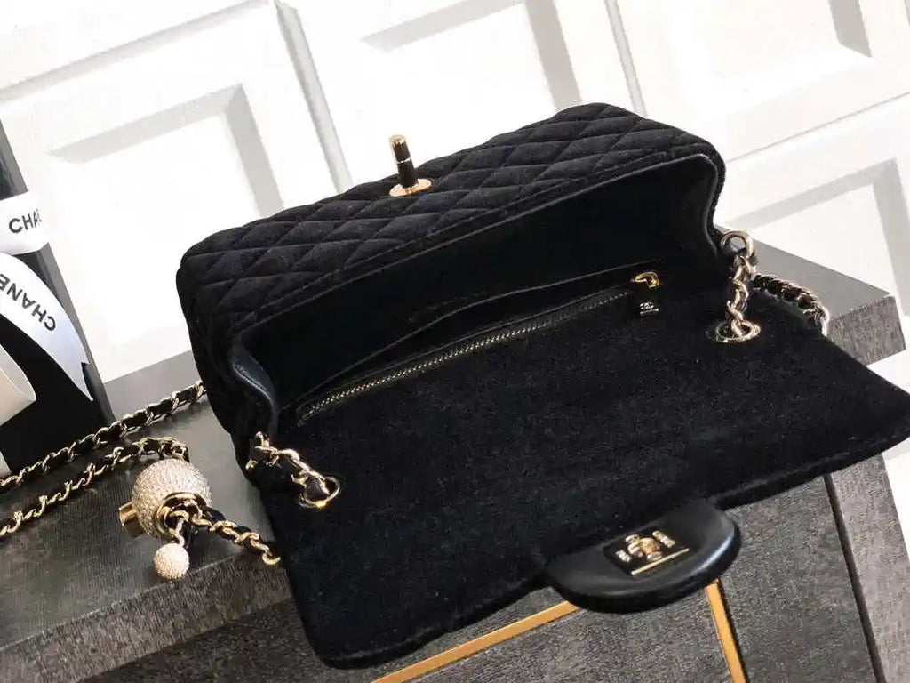 Chanel AS1787 Mini Flap Bag 25B Velvet Black