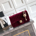 Chanel AS1787 Mini Flap Bag 25B Velvet Dark Red