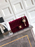 Chanel AS1787 Mini Flap Bag 25B Velvet Dark Red