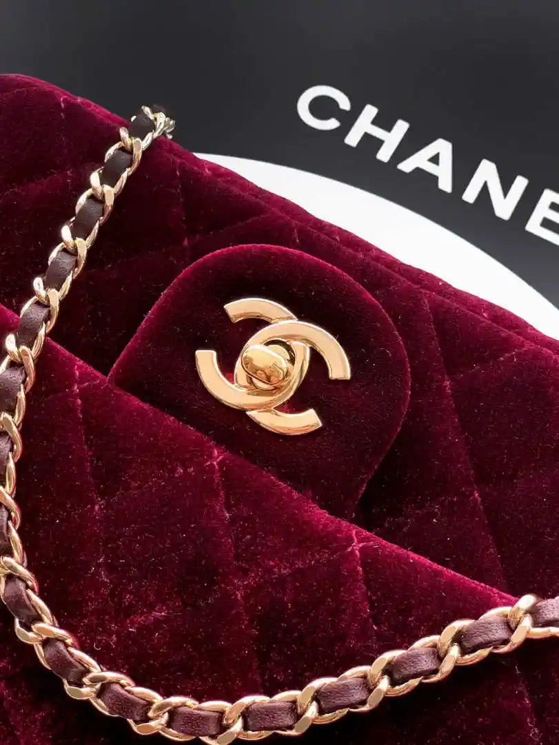 Chanel AS1787 Mini Flap Bag 25B Velvet Dark Red