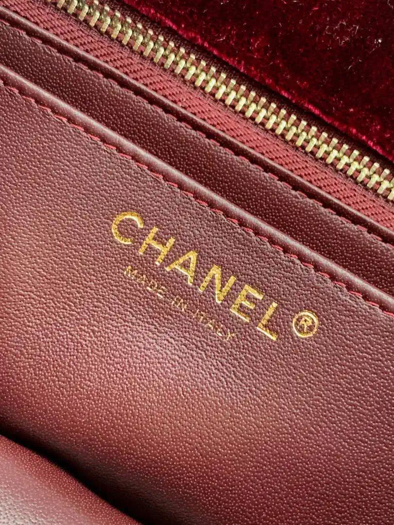 Chanel AS1787 Mini Flap Bag 25B Velvet Dark Red
