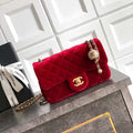 Chanel AS1787 Mini Flap Bag 25B Velvet Red
