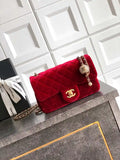 Chanel AS1787 Mini Flap Bag 25B Velvet Red