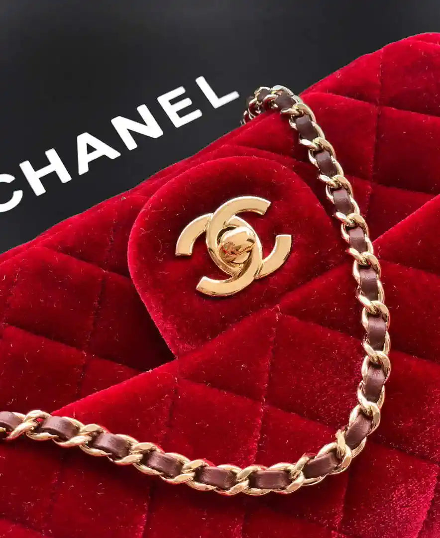Chanel AS1787 Mini Flap Bag 25B Velvet Red