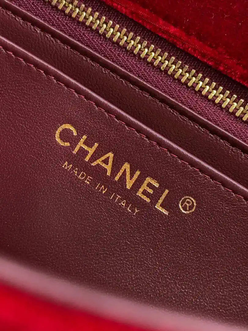 Chanel AS1787 Mini Flap Bag 25B Velvet Red
