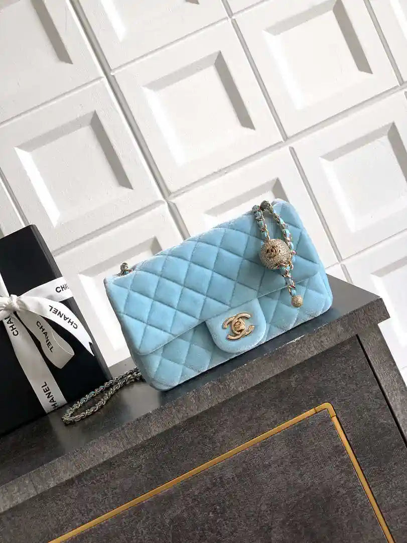 Chanel AS1787 Mini Flap Bag 25B Velvet Blue
