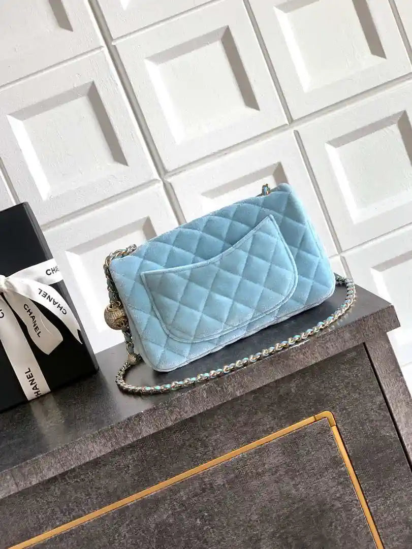 Chanel AS1787 Mini Flap Bag 25B Velvet Blue