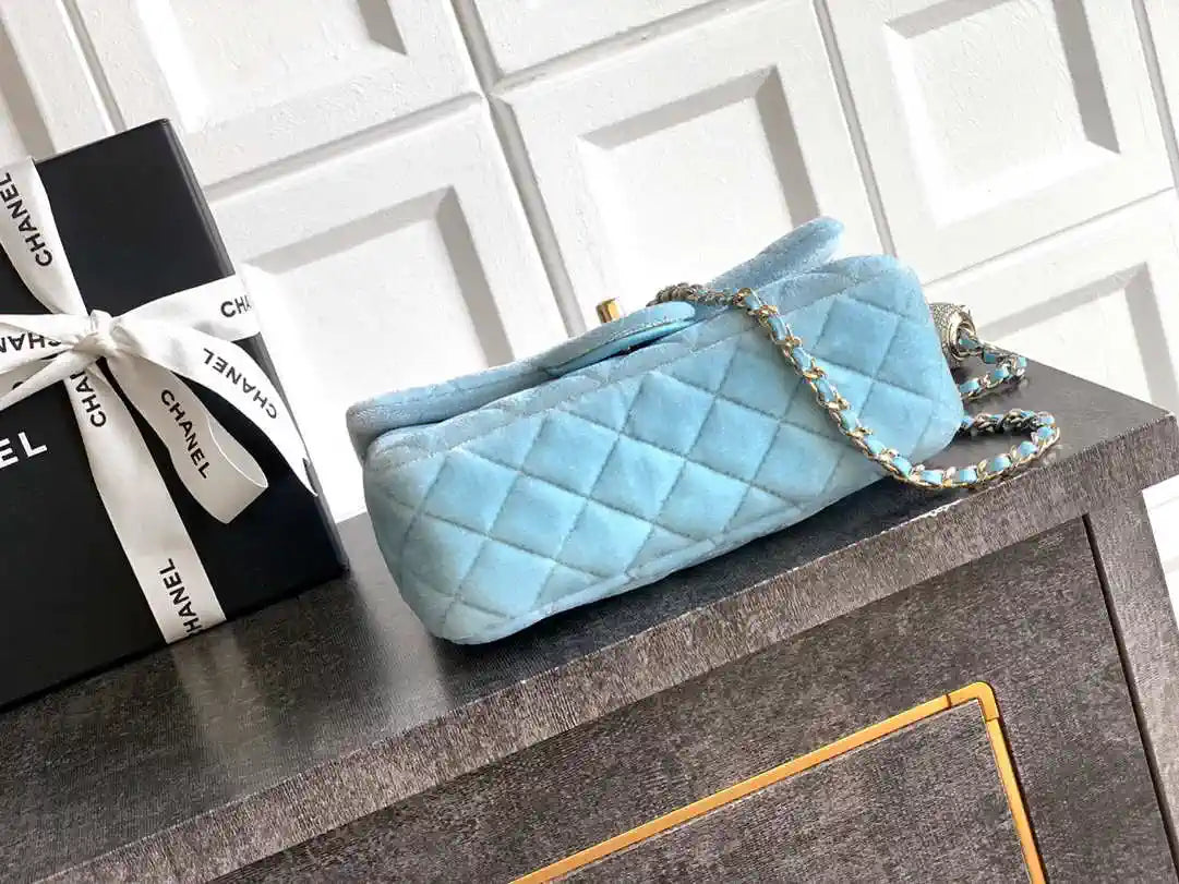 Chanel AS1787 Mini Flap Bag 25B Velvet Blue
