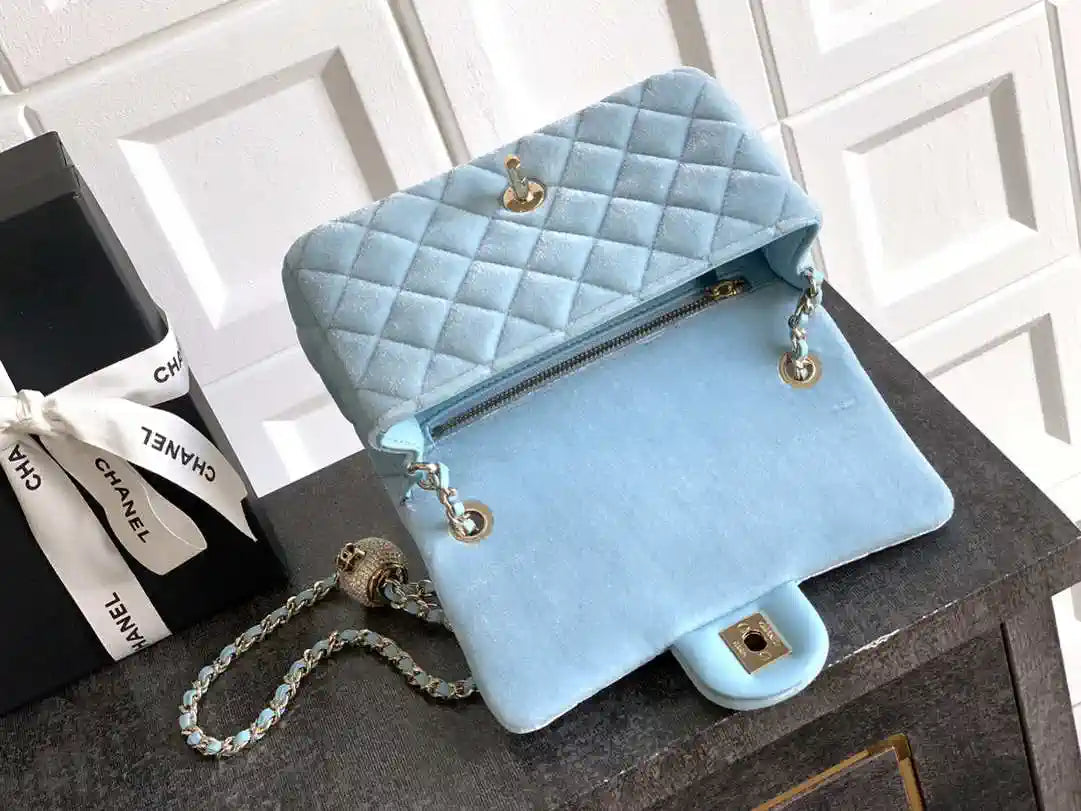 Chanel AS1787 Mini Flap Bag 25B Velvet Blue