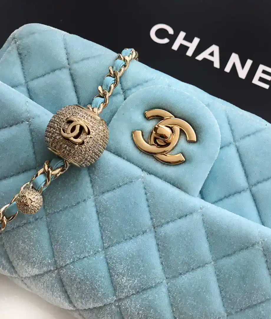 Chanel AS1787 Mini Flap Bag 25B Velvet Blue