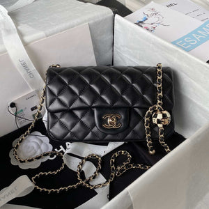 Chanel AS1787 Mini Flap Bag Football Lambskin Black Gold - Default Title - View 1