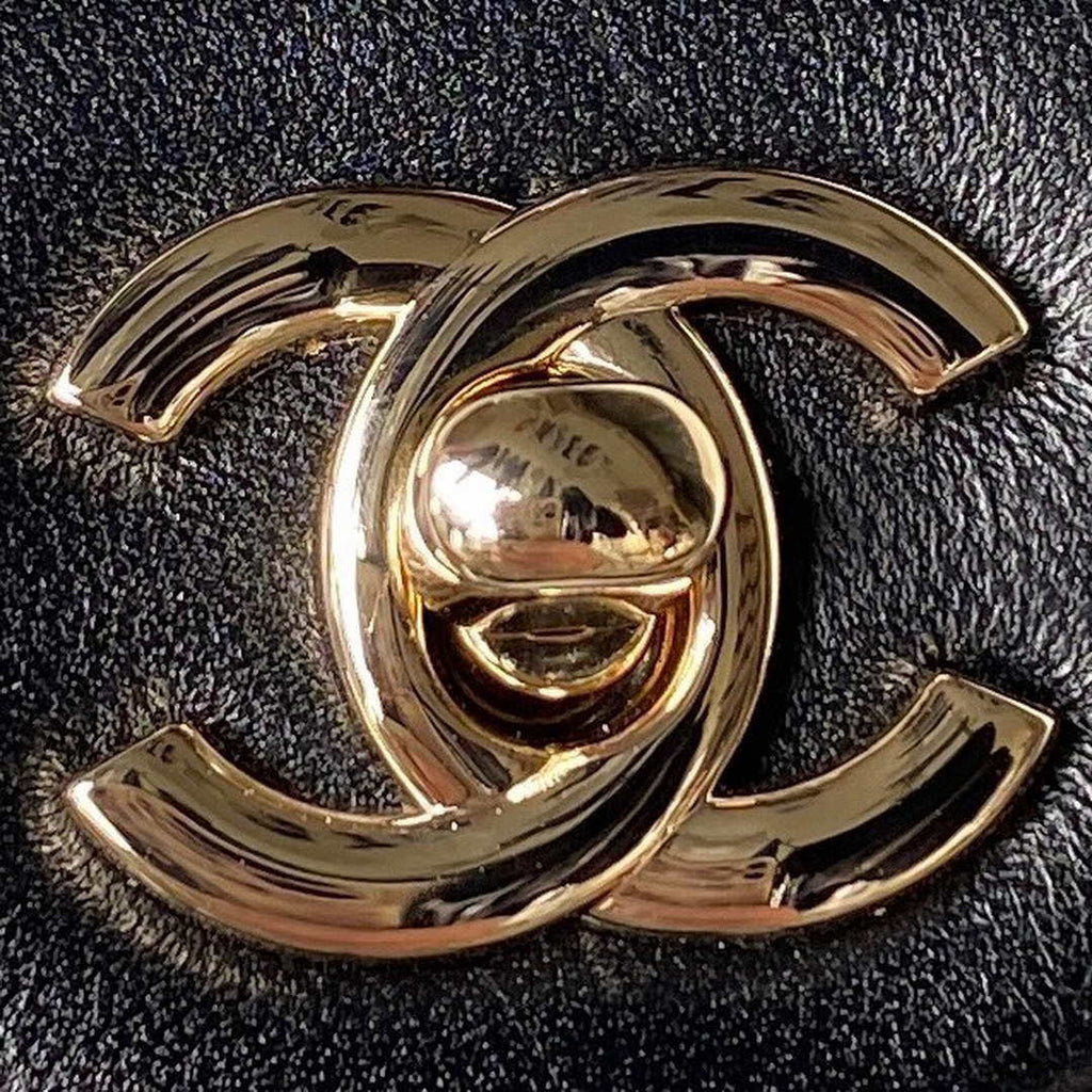 Chanel AS1787 Mini Flap Bag Football Lambskin Black Gold