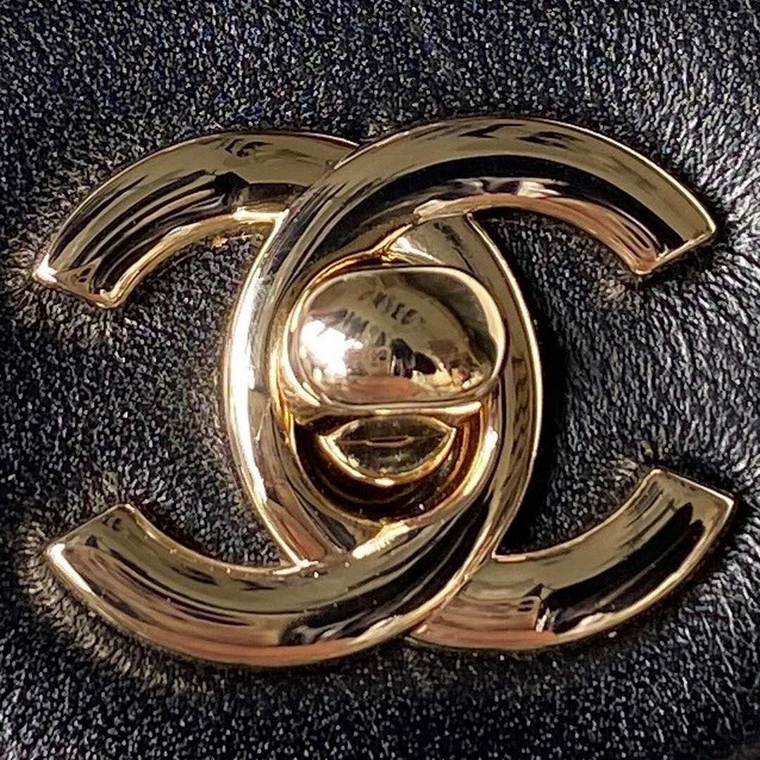 Chanel AS1787 Mini Flap Bag Football Lambskin Black Gold - Default Title - View 3