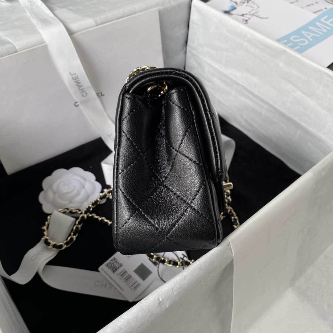 Chanel AS1787 Mini Flap Bag Football Lambskin Black Gold - Default Title - View 5