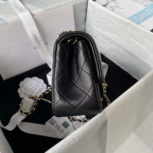 Chanel AS1787 Mini Flap Bag Football Lambskin Black Gold - Default Title - View 5