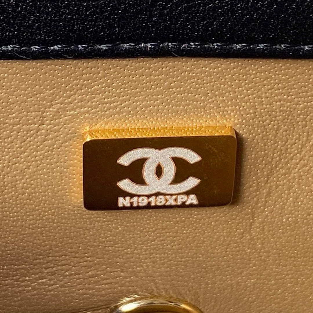 Chanel AS1787 Mini Flap Bag Football Lambskin Black Gold