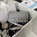 Chanel AS1787 Mini Flap Bag Football Lambskin Gray Gold - Default Title - View 1
