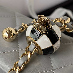 Chanel AS1787 Mini Flap Bag Football Lambskin Gray Gold - Default Title - View 4