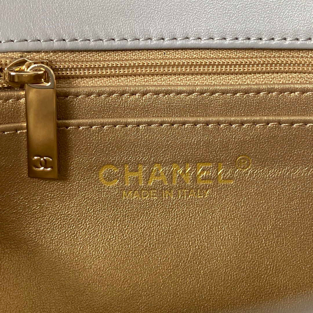 Chanel AS1787 Mini Flap Bag Football Lambskin Gray Gold