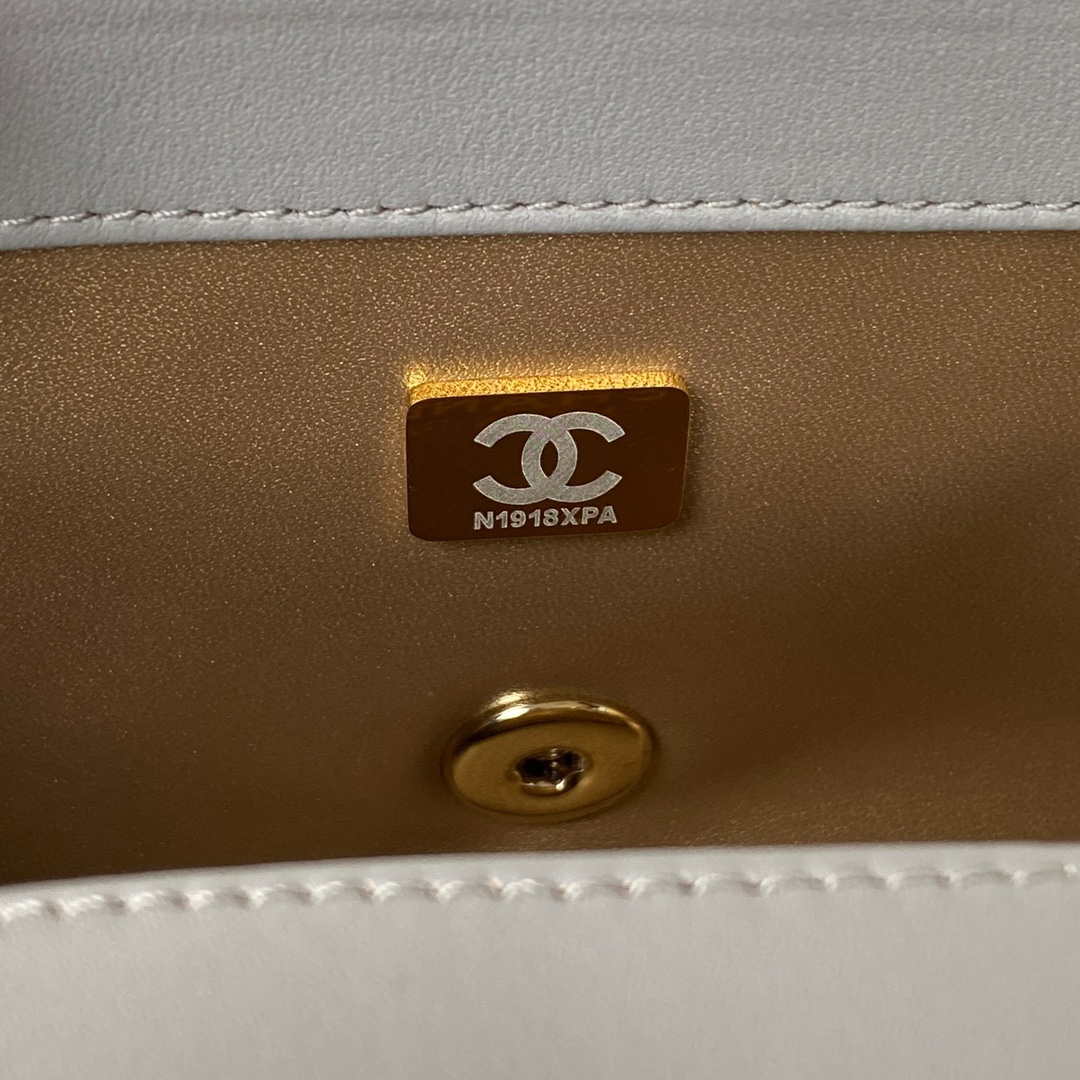Chanel AS1787 Mini Flap Bag Football Lambskin Gray Gold - Default Title - View 9