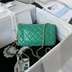 Chanel AS1787 Mini Flap Bag Lambskin Green Gold - Default Title - View 2