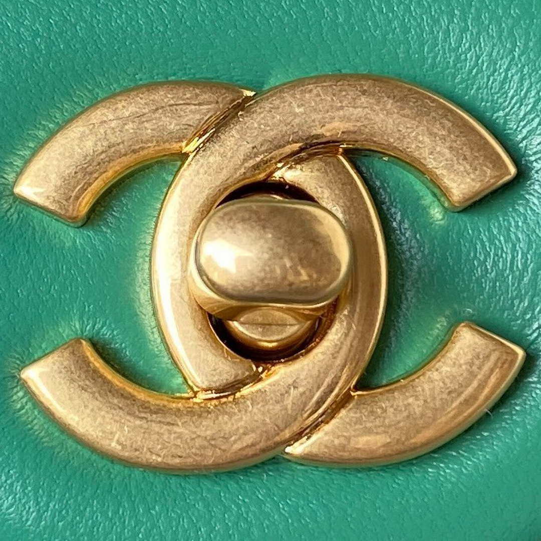 Chanel AS1787 Mini Flap Bag Lambskin Green Gold - Default Title - View 3