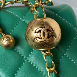 Chanel AS1787 Mini Flap Bag Lambskin Green Gold - Default Title - View 4