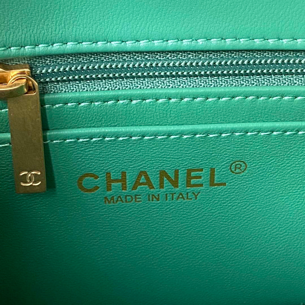 Chanel AS1787 Mini Flap Bag Lambskin Green Gold