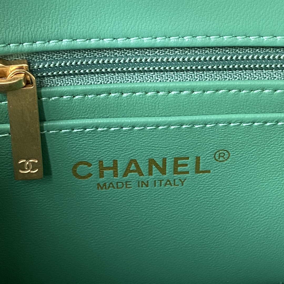 Chanel AS1787 Mini Flap Bag Lambskin Green Gold - Default Title - View 8
